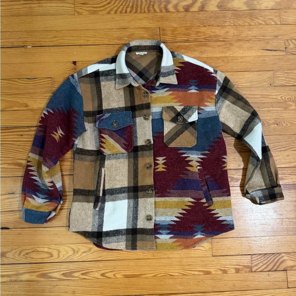 JODIFL Multi-Color Patterned Shacket with Chest P… - image 2